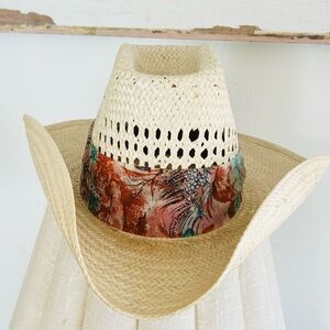 Bailey Straw Women’s Cowboy Hat with Floral Scarf Band